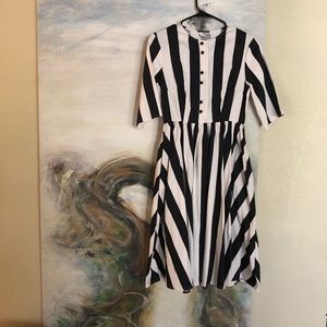 Unique Vintage black and white striped dress NWOT